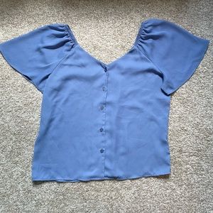NWOT BCX, M, blue off the shoulder button up blouse.